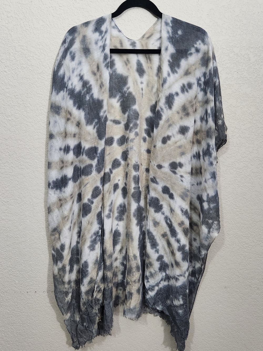 Tie-Dye Lightweight Swim Coverup -Gray & Cream